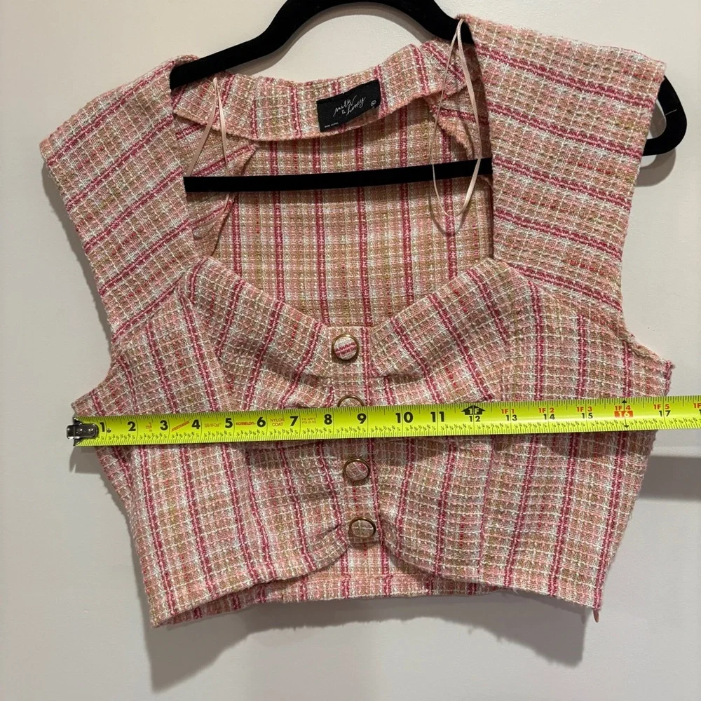 Milk and Honey Pink Tweed Crop Top Women's Skirt Set - Picture 4 of 7